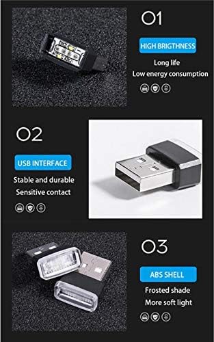 2 Piece Color Ultra USB Plug In Mini LED Car Interior Ambient Lighting Lamp Kit (WHITE)