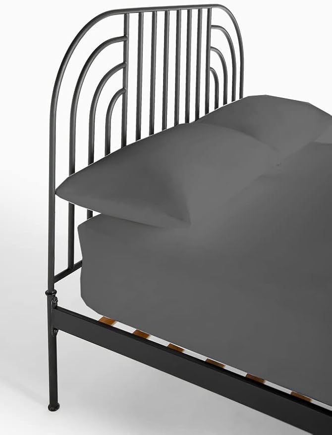 4 PC Cot Sheets 30x75, 100% Cotton Fitted Cot Sheet- Perfect for Narrow Twin/Rv Bunk/Camping Cot/Guest Bed Replacement, Sheets for Cot Bunk Bed-Fits Upto 4-8" Deep Mattress- Dark Grey Solid