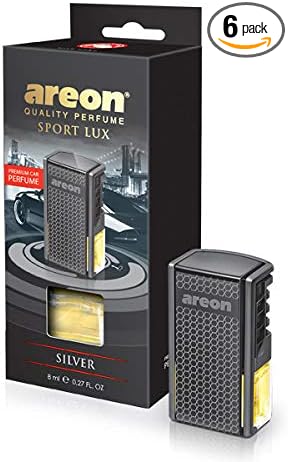 AREON AC02 Car Perfume Luxury and Elegant 0.27 oz Vent Clip Car Air Freshener, Silver Scent (Pack of 6)