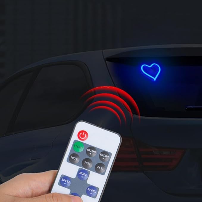 Car LED Ambient Light, Love Heart USB Vehicle Neon Lighting with Remote Control for Triangle or Back Window, Car Interior Accessories for Car, Bedroom, Party (Pink)