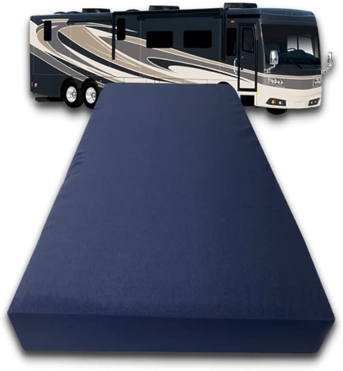 FoamRush 6-Inch Bunk (36" x 72") Gel Memory Foam RV Mattress Replacement with Canvas Navy Cover, Medium Firm, Made in USA, Camper Trailer, Removable Water-Resistant Outdoor/Indoor Cover w Zip