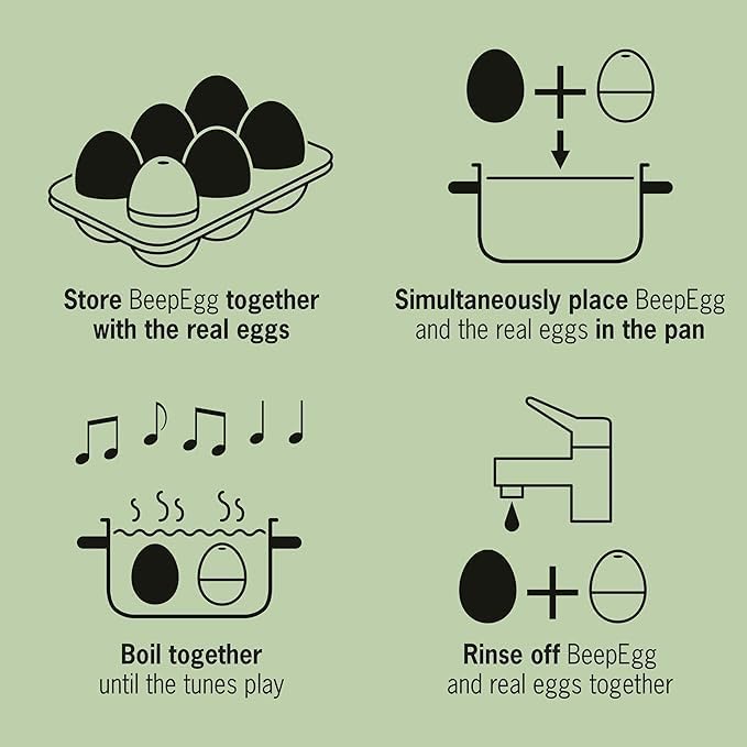 Buffalo BeepEgg – Egg Timer for Boiling Eggs – Musical Egg Cooker for Soft, Medium, Hard Boiled Eggs – Food Safe – Singing Floating Egg Timer – Egg Cooker for 3 Levels of Doneness - Brainstream
