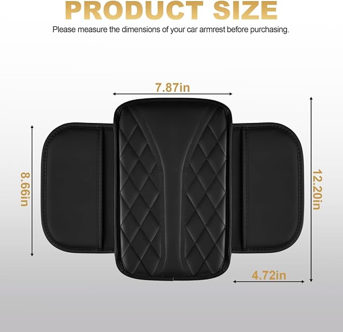 Center Console Cover Fit for Tacoma Scratch & Wear Resistant Waterproof Middle Console Cover with 2 Storage Bags(Black)