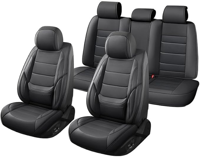 Car Seat Covers Custom Fit for Chevrolet/Chevy Cobalt 2004-2010, Premium Faux Leather Waterproof Car Seat Protectors with Lumbar Support, Breathable Anti-Slip Easy to Install(Black,Full Set)