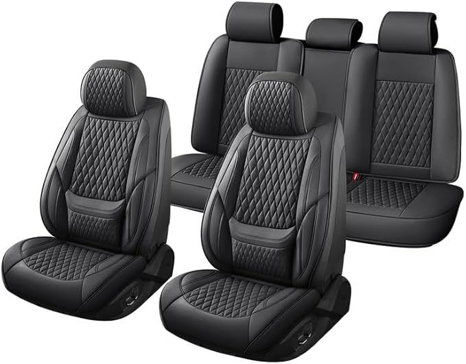 Car Seat Covers Full Set Custom Fit for Chevrolet/Chevy Blazer 2019-2026 - Premium Faux Leather with Lumbar Support | Breathable, Waterproof, Anti-Slip, Durable (Black,Full Set)