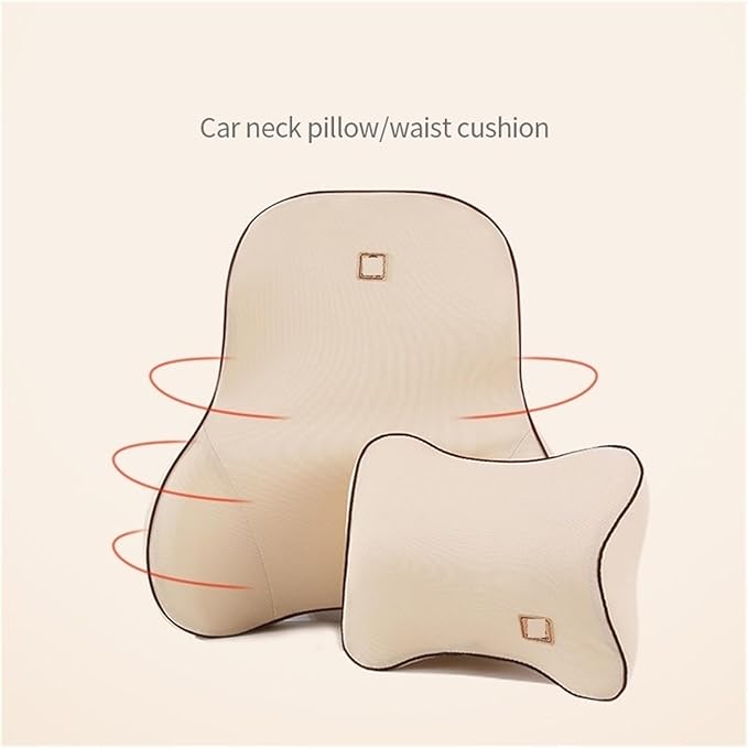 Car Driver Pillow Lumbar Support Back Cushion Fit for Seat Neck Pillow Washable Pillow Cushion(1pcs Beige Neck)