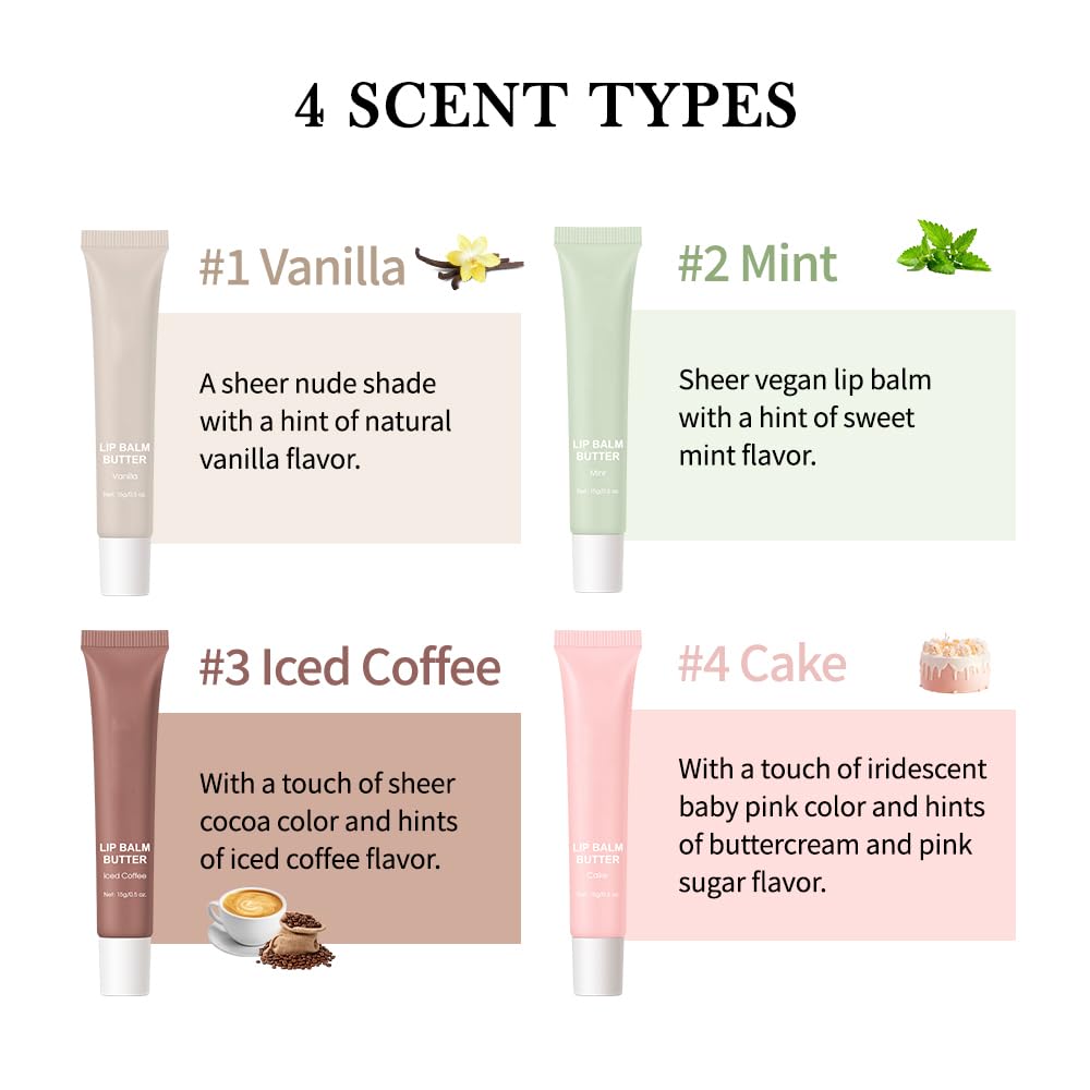 Summer Butter Lip Balm, Moisturizing Hydrating Natural Lip Care, Rich in Nutrients for Soft Smooth Lips (Mint)