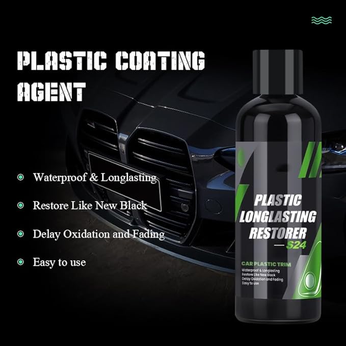 Plastic Longlasting Restorer for Car, Black Plastic Car Trim Restorer (2 PCS)
