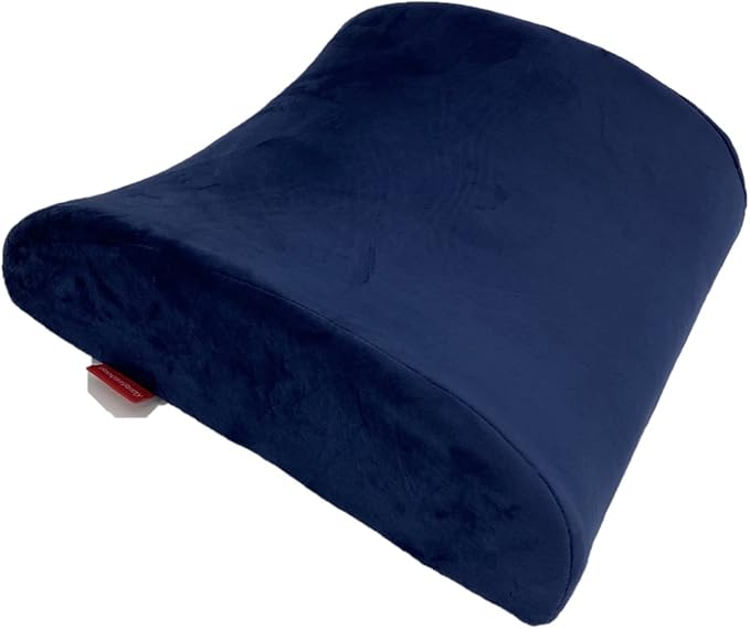 Bookishbunny 2pc High Resilience Memory Foam Seat Chair Waist Lumbar Back Support Cushion Pillow Car Office Home (Navy)