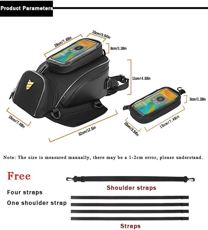 Motorcycle Tank Bag for Ducati Monster 937 Monster 821 1200 1200S, Strong Magnetic Waterproof Oxford Black Motorbike Quick Release Pannier Bag