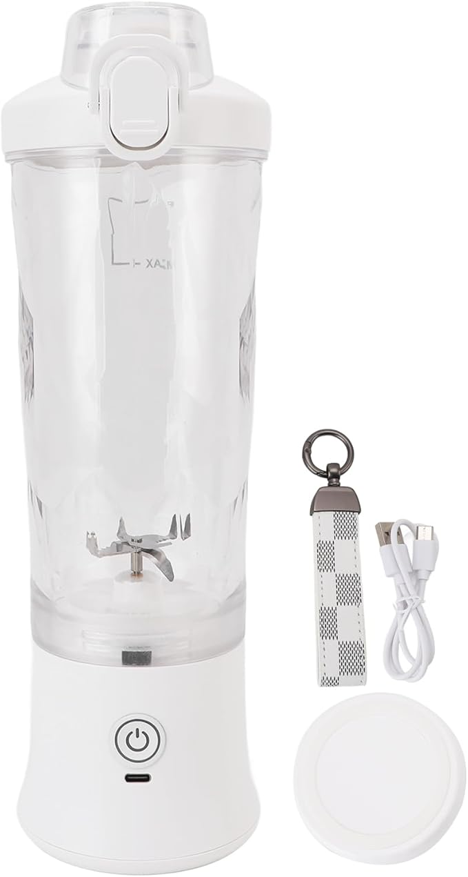 Portable Mini Blender with Powerful Motor and RGB Light for Travel Gym, 600ml USB C Rechargeable Juicer Cup in Premium PC