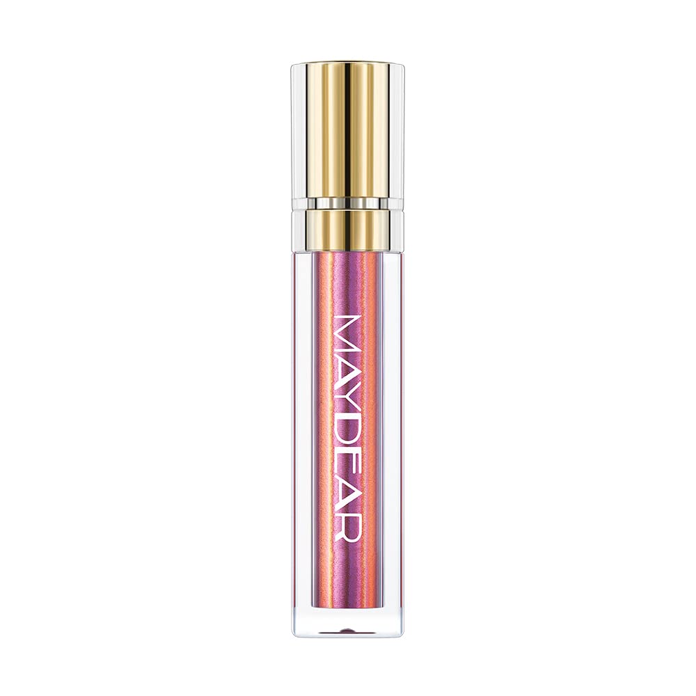 Maydear Chameleon Lipstick - High Pigmented Pink Lip Gloss, Multichrome Lipstick with Metallic Shine, Long Lasting Rainbow Lip Makeup - Gloden Fuchsia (06)