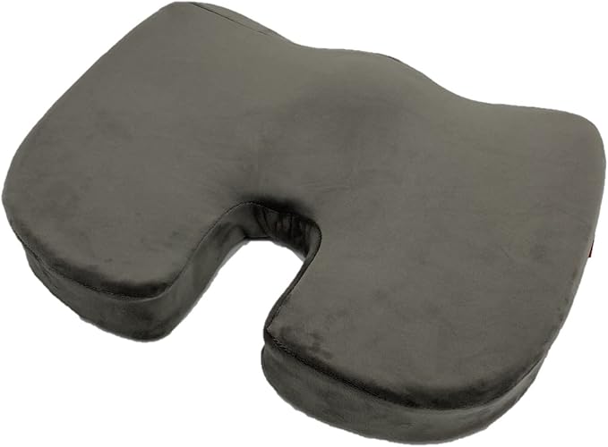 Bookishbunny 2pc Memory Foam Seat Chair Waist Lumbar Back Support Cushion Pillow Car Office Home (Gray)