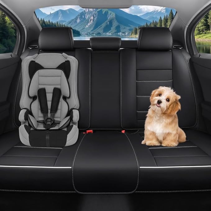 Car Seat Covers Custom Fit for Chevrolet/Chevy Captiva 2006-2018 , Premium Faux Leather Waterproof Car Seat Protectors with Lumbar Support, Breathable Anti-Slip Easy to install(Black&White,Full set)