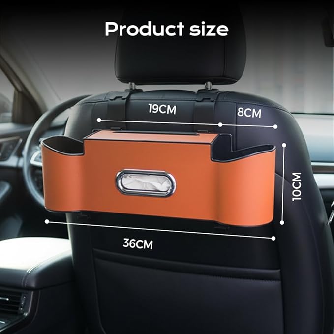 3-in-1 Car Backseat Organizer, 2026 New Multifunctional Back Seat Car Organizer with Cup Holder, Tissue Box, Trash Bin & Hooks for Hold Phones, Snacks, Drinks, Handbags (2, Beige)