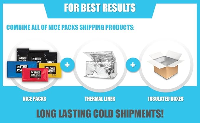 Nice Packs Reusable Dry Ice Packs for Shipping Frozen Food, Coolers, Lunch Boxes - Flexible and Long Lasting (25 Large Sheets)