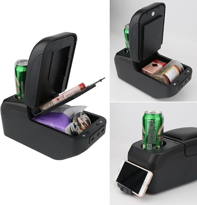AULPHIKE Compatible with Nissan Versa Armrest 2012-2019 Center Console Organizer Armrests Double Layer Storage Space with USB Ports