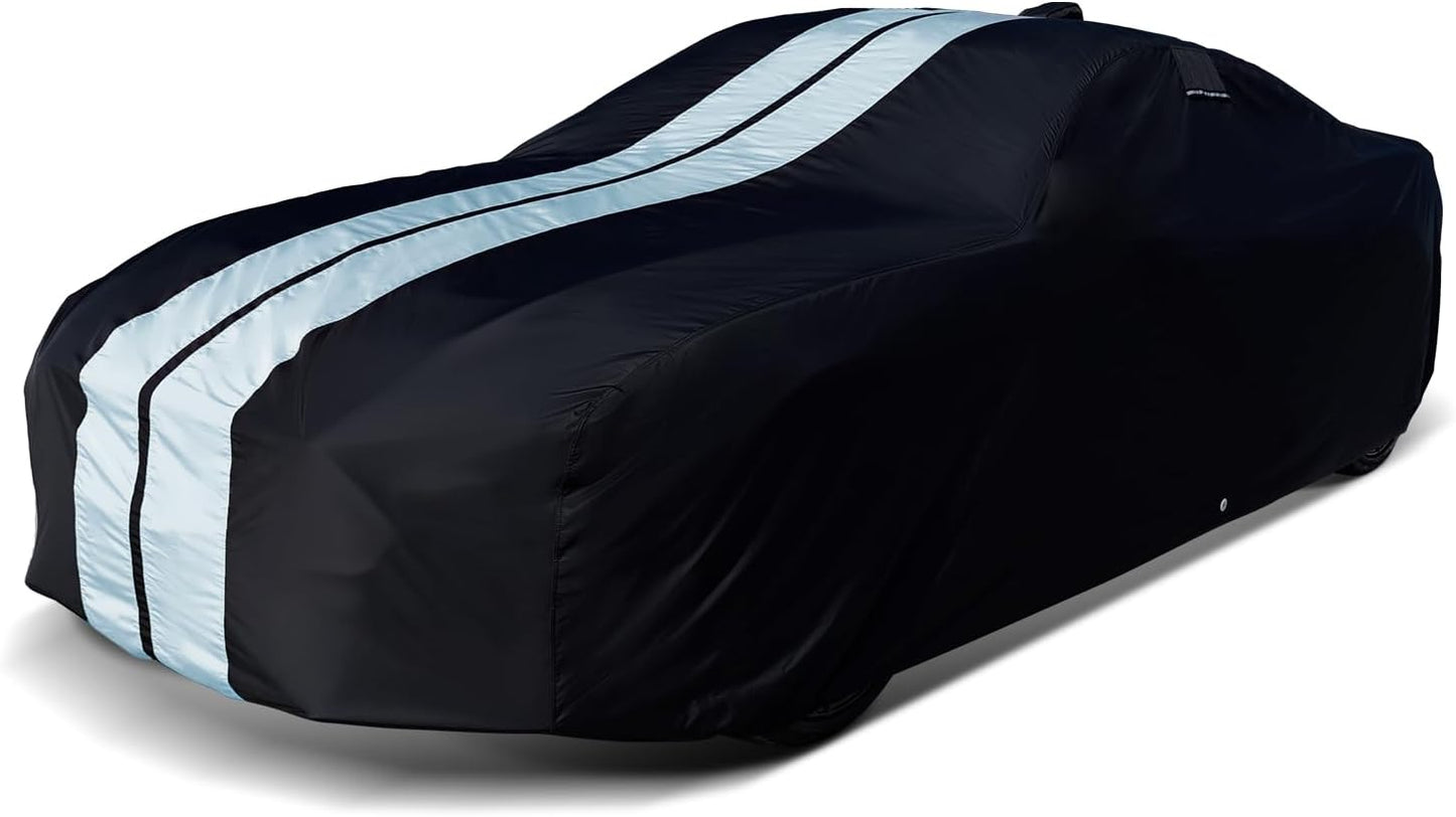 iCarCover Custom Car Cover for Pontiac Bonneville (1954-1958) Waterproof All-Weather Rain Snow UV Sun Protector Full Exterior Indoor Outdoor Car Cover (Stripe - Black/Gray)