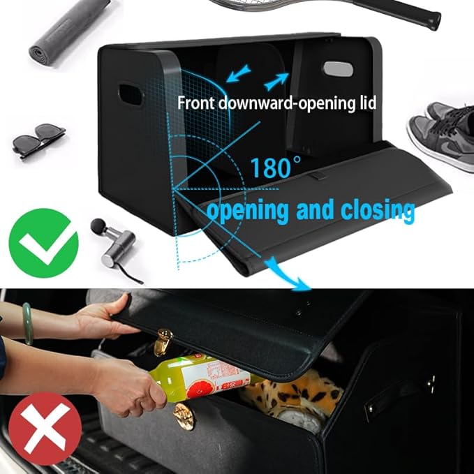 GMQ Trunk Organizers for Car,Car Organizers and Storage for SUV,Magnetic Lid with Collapsible Storage, Large Capacity for SUV, Truck, MPV (XXL-29.5×13×12.5 IN)