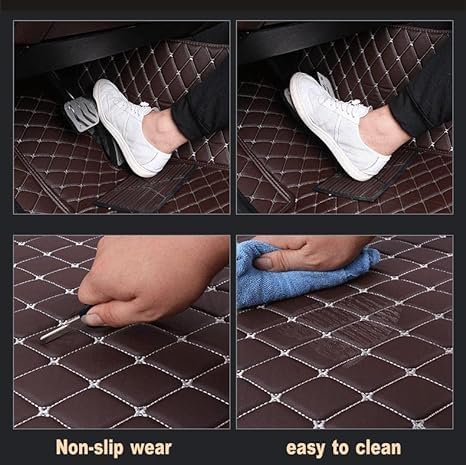 Custom Floor Mats for Cars，Luxury Full Coverage All Weather Car Floor Mats，Leather Car Mat Set ， Floor Mats for 99% of Cars, Trucks & SUVs (Orange)