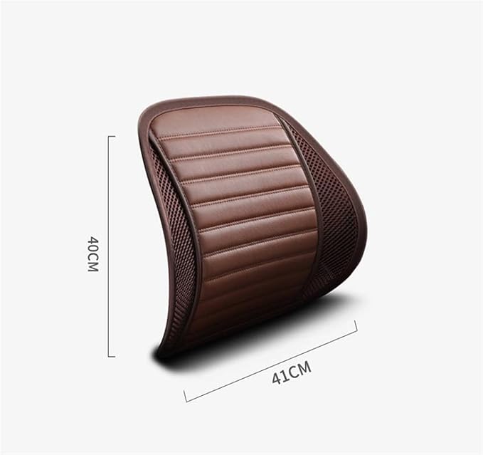 Leather Lumbar Support Seat Cushion with Mesh Breathable Car Seat for Lower Back Pain, Ergonomic Backrest for Office Chairs Car(Black)