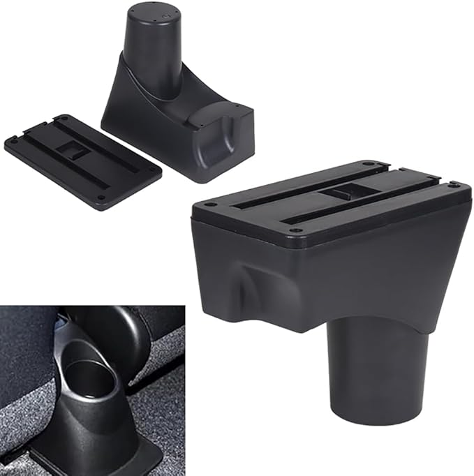 AULPHIKE Compatible with Nissan March Micra Armrest 2011-2016 Center Console Organizer Armrests Double Layer Storage Space with Cup Holder