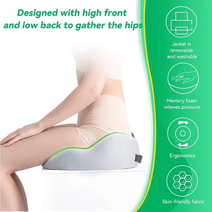 Seat Cushion for Office Chair – Orthopedic Memory Foam Coccyx Support, Sciatica Relief, Back Comfort, Posture Alignment, Massage Pressure Ease for Home, Car, Work – Grey