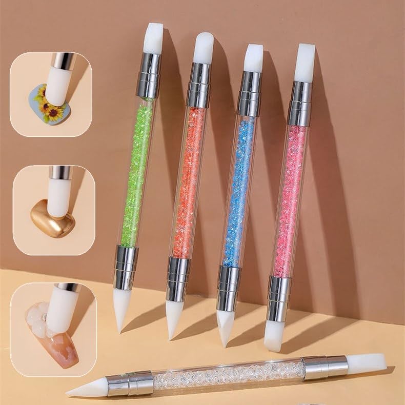 Nail Art Design 11PCS Kits - Resin Nail Art Palette, 5Pcs Nail Art Sculpture Pen Dual Tipped Silicone Nail Tools, 5Pcs Double Ended Nail Dotting Pens