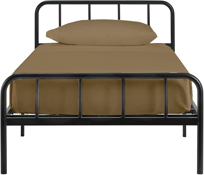 4-PC Fitted Sheet 30x80, 100% Cotton - Perfect for Narrow Twin/RV Bunk/Camping Cot/Guest Bed, Fits Upto 4-8" Deep Mattress - Taupe Solid