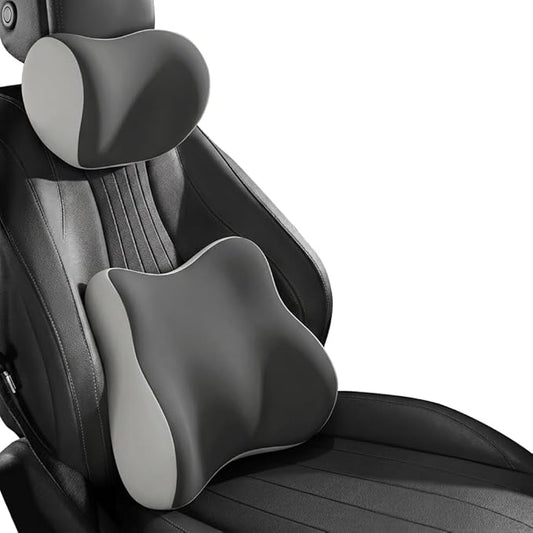 Car Headrest Pillow & Lumbar for Audi A4 Avant 2010 2011 2012 2013 2014, Car Seat Neck Pillow Back Support, Breathable All-Season Automotive Seat Cushions, 2PCS,C Dual Gray