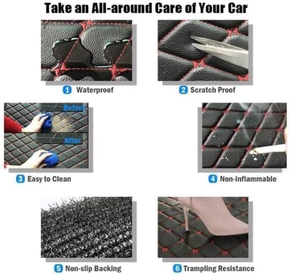 Custom Car Floor Mat Compatible with 97% Car Models Luxury Leather All Weather Waterproof Anti-Skid Full Coverage Car Mats (Wine with Black)