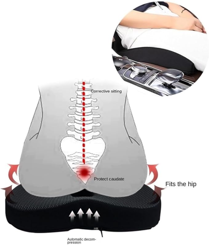 Heightening Wedge Car Seat Cushion Pad for Driving with Comfort Memory Foam, Curved Design Closely Adheres to The Lumbar Spine and Buttocks, Relieving Fatigue Broader Vision (Waist Cushion,Purple)