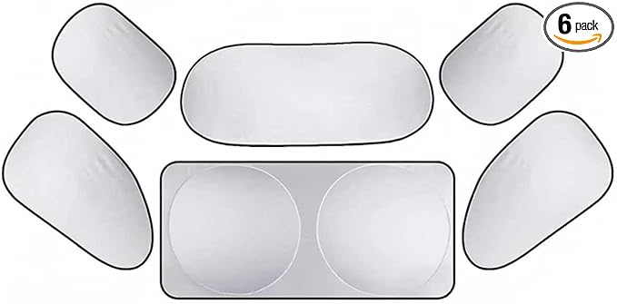6PCS Reflective Car Windshield Sunshade Kit, Foldable Magnetic Side Window Shade with Storage Bag, Silver Coated UV Protection Heat Shield, Universal Auto Privacy Cover for Baby Camping Napping