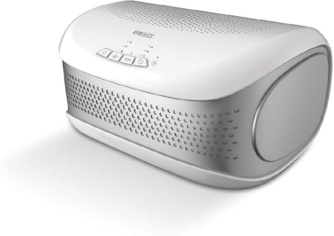 Homedics TotalClean Desktop Air Purifier – 360-Degree HEPA Filter for 128 Sq Ft, Small Air Purifier for Home Office, Bedroom and Workplace, 3 Speed Settings for Small Rooms, White