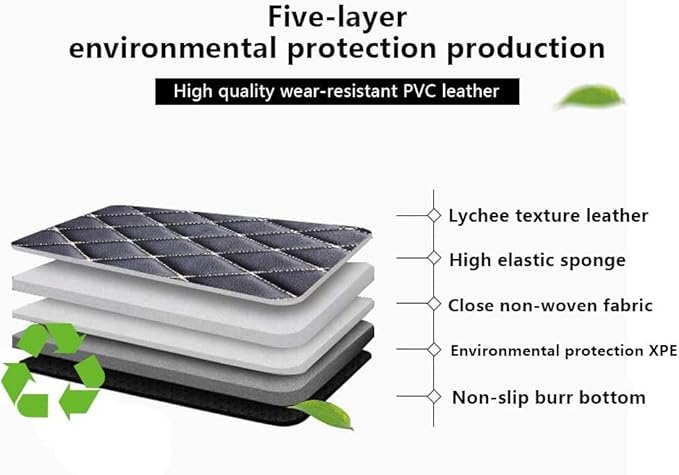 Custom Fit Car Floor Mats - Full Coverage Automotive Leather Floor Liners for Most Vehicles by MingyunSM (Black & Wine Red)