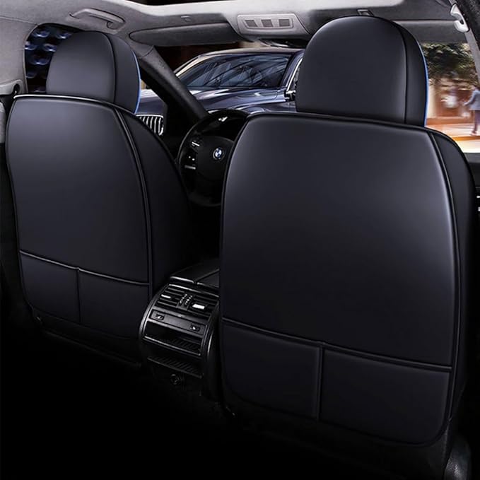 for Toyota RAV4 2008-2025 Car Seat Covers, Full Coverage Customized Seat Covers Premium Leather Waterproof Stain-Resistant Easy to Install (Front Set with Pillows, Black&Blue)