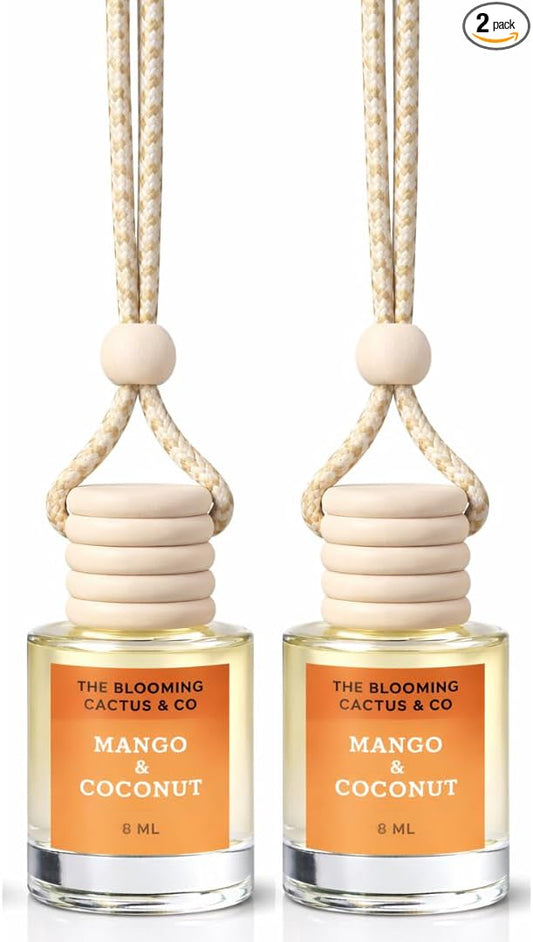 2 Long-Lasting Fragrance Air Freshener - Car or Small Room Hanging Freshener - Phthalate Free Fragrance (Mango & Coconut)