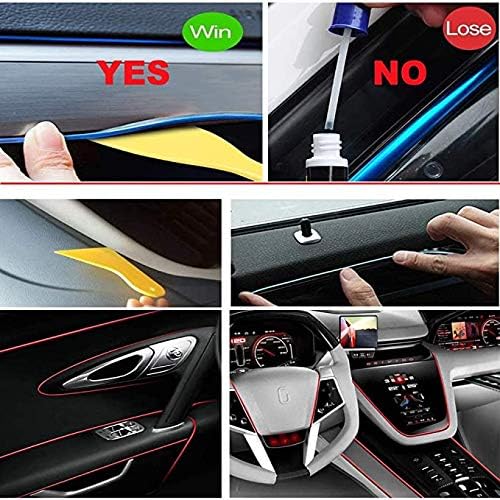 MaxLax Lemon Green LED Neon Car Interior Lighting Strip - 3m Flexible 12V EL Wire with Built-in Fuse Protection for Automotive Interior Customization, Featuring 6mm Sewing Trim for Easy Installation.