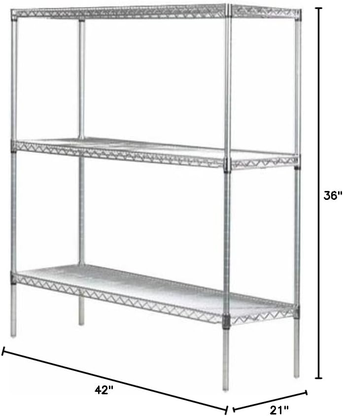 Omega 21" Deep x 42" Wide x 36" High 3 Tier Chrome Starter Shelving Unit