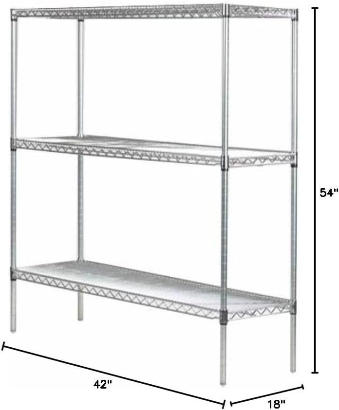 Omega 18" Deep x 42" Wide x 54" High 3 Tier Chrome Starter Shelving Unit