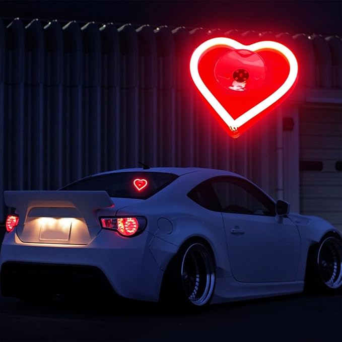 Car LED Ambient Light, Love Heart USB Vehicle Neon Lighting with Remote Control for Triangle or Back Window, Car Interior Accessories for Car, Bedroom, Party (Pink)