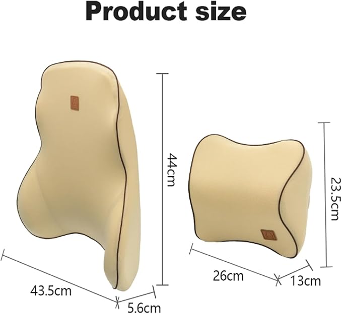 Car Driver Pillow Lumbar Support Back Cushion Fit for Seat Neck Pillow Washable Pillow Cushion(1pcs Beige Back)