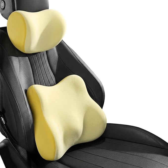 Car Headrest Pillow & Lumbar for BMW 3er 325i E36 316i E36 323i E36 328i E36 318is E36 318i E36 Coupe Cabrio, Car Seat Neck Pillow Back Support, Breathable All-Season Seat Cushions, 2PCS