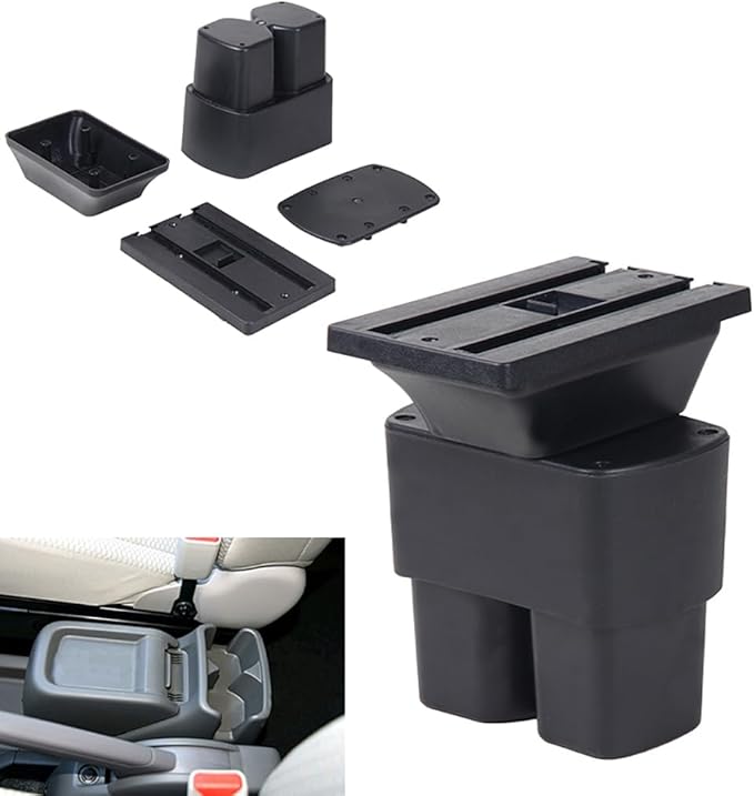 AULPHIKE Compatible with Nissan NV200 Armrest Car Center Console Organizer Armrests Double Layer Storage with USB Ports（Black Style）
