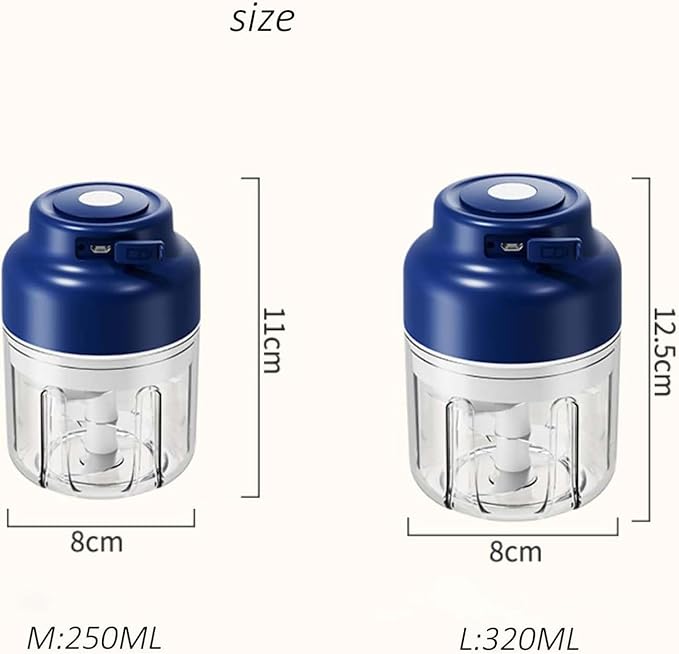 Electric Garlic Chopper, Mini Portable Veggie Cutter with 4/6 Stainless Steel Blades, Portable Wireless Rechargeable Mini Electric Garlic Food Chopper for Garlic, Onion, Chili, Nuts (Purple,320ML)