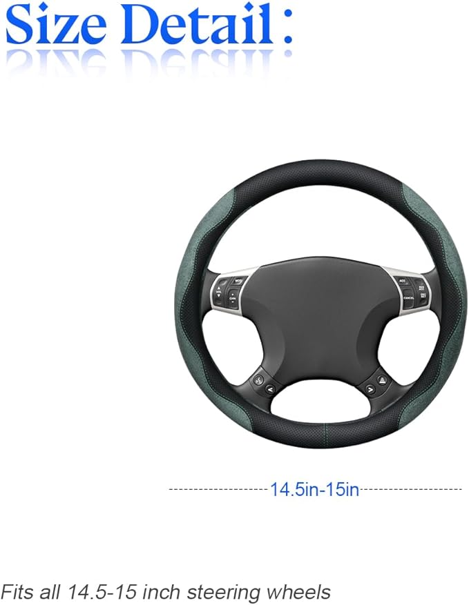 zipelo 14.5"-15" Car Steering Wheel Cover, Auto Interior Wheel Protector with Durable Soft Breathable Anti-Slip Linging Leather, Universal for Vehicles Trucks SUVs Accessories for Men Women (Red)
