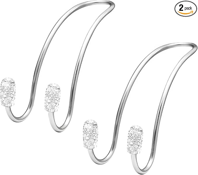 2PCS Car Headrest Hook, Bling Diamond Auto Hooks Stainless Steel Backseat Hangers, Universal Rhinestone Cute Seat Back Organizer Hanger for Purse Bag Clothes, Car Accessories (White)