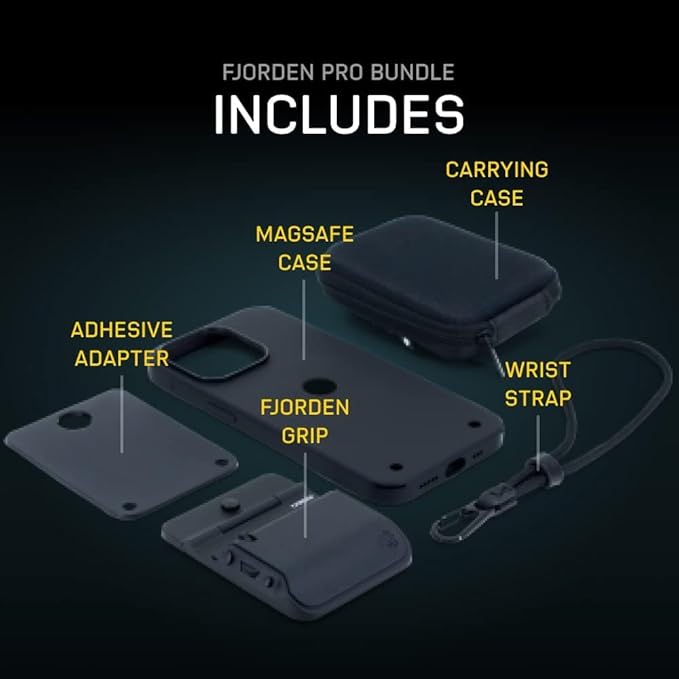 FJORDEN Pro Bundle for iPhone 15 Pro - Includes Fjorden Camera Grip, MagSafe iPhone Case, Wrist Strap & Carry Case - Shoot Like A Pro with Your iPhone