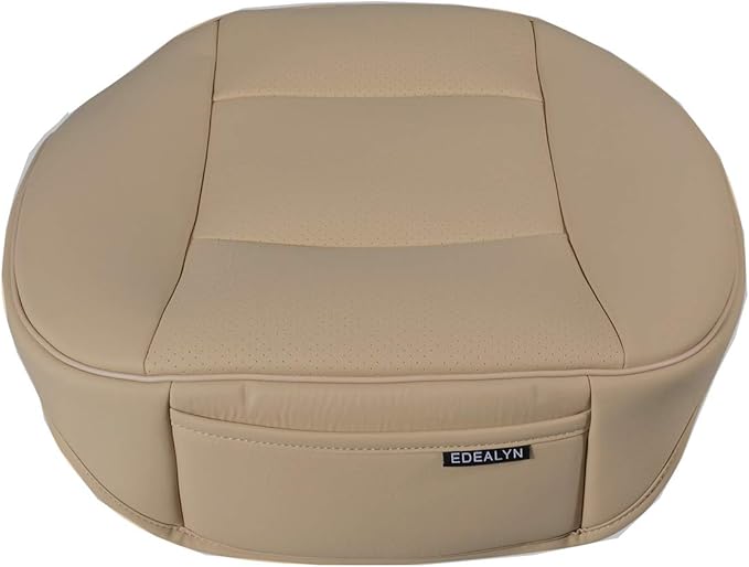 Car Seat Cushions Cover, 2pcs PU Leather Car Seat Covers Car Seat Protector Cover for Car Driver and Passenger Seat Bottom (Width 20.8×deep 21×Thick 0.35 inch)(Beige-B)
