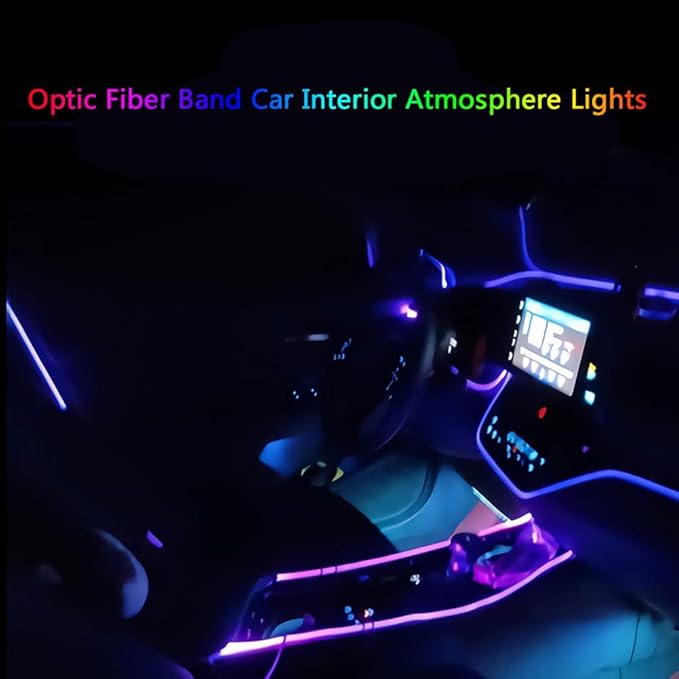 Super Bright MMA Plastic Optic Fiber Side Glow Unibody Band Edge Cable Car LED Illumination Optic Fiber Band Car Interior Atmosphere Lights (6.56ft)